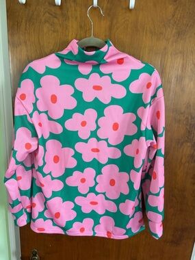 Pink Floral Mock Neck Top